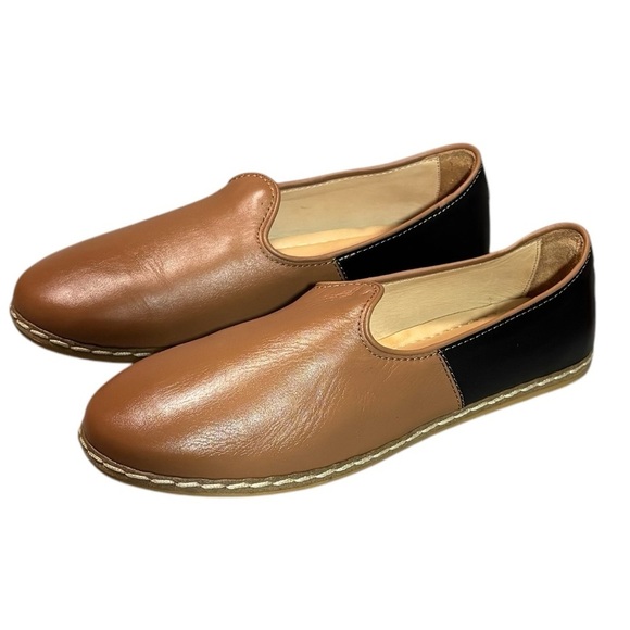 CHARIX - CAMEL BLACK SLIP ONS SHOES LOAFERS - HANDMADE FLATS - size 41.5 - Picture 12 of 14
